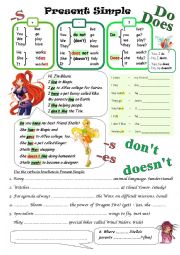English Worksheet: Present Simple with Winx Club