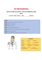 English Worksheet: at the hospital