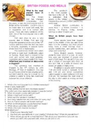 English Worksheet: British food and meals