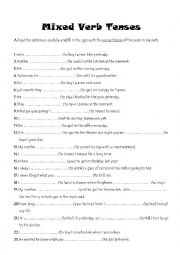 English Worksheet: Mixed Verb tenses