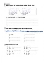 English Worksheet: numbers 1-12