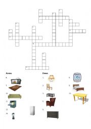 English Worksheet: furniture crossword puzzle