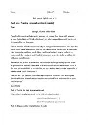 English Worksheet: full-term test n3 