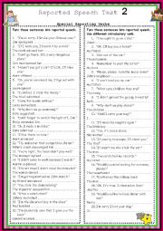 English Worksheet: Special Reporting Verbs Test
