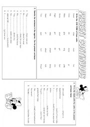 English Worksheet: Present Continuous with Disneys characters