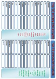 English Worksheet: synonyms and atonyms - matching exercise