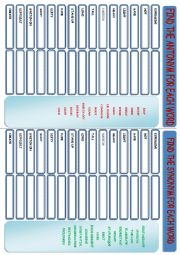 synonyms and atonyms - matching exercise