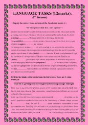 English Worksheet: language tasks