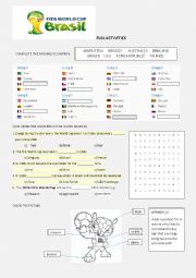 English Worksheet: Brazil World Cup Fun Activities
