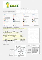 English Worksheet: Brazil World Cup Fun Activities