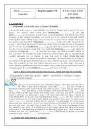 English Worksheet: test for first form tunisian students