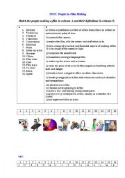 English Worksheet: TEST. CINEMA PEOPLE