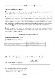 English Worksheet: full term test 2 for 7th