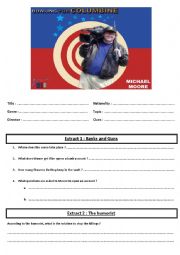 English Worksheet: Documentary Film - Bowling for Columbine by M. Moore 