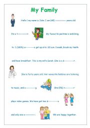 English Worksheet: my family 