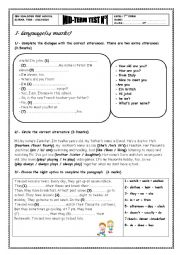 English Worksheet: Test for 7th formers