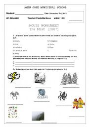 MOVIE WORKSHEET - THE MIST 2007 (Part I)