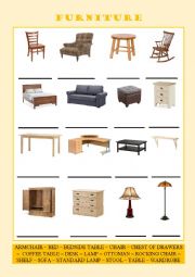 English Worksheet: Furniture (Vocabulary Series 3)