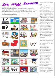 English Worksheet: in my town 