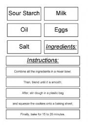 English Worksheet: Sour Starch Cookie Recipe