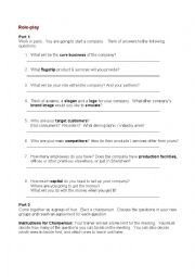 English Worksheet: Meetings Role Plays