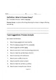 English Worksheet:  Process Writing Steps Guide