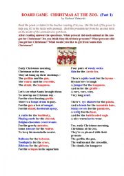 English Worksheet: BOARD GAME CHRISTMAS AT THE ZOO (Part 1 of 3) based on a poem
