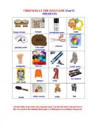 English Worksheet: BOARD GAME CHRISTMAS AT THE ZOO based on a poem (Part 2 of 3)