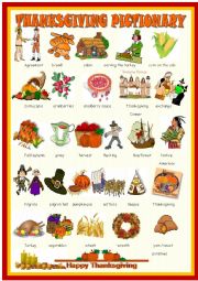 English Worksheet: Thanksgiving : pictionary