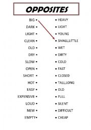 Opposite adjectives (matching activity)