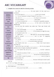 English Worksheet: ABC VOCABULARY WEEK 2