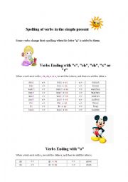 Spelling of verbs in the  present simple