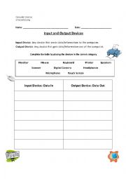 English Worksheet: Input, Output, & Processing