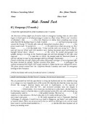 English Worksheet: mid term 1 test ( 4 th form)