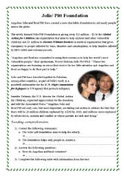 English Worksheet: Jolie/ Pitt foundation