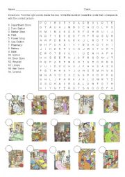 English Worksheet: Places in Town