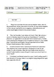 English Worksheet: Mid-term test1(9th form)
