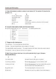 English Worksheet: Death euphemisms and obituaries