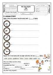 English Worksheet: mid term test nb1