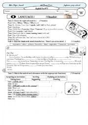 English Worksheet: ENGLISH TEST N1