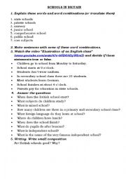 English Worksheet: Schools in Britain