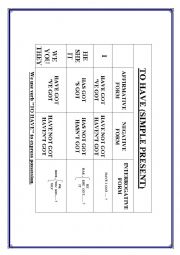 English Worksheet: Verb To have