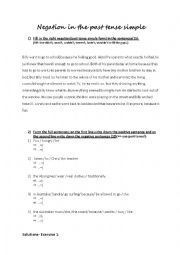 English Worksheet: Negation in the Past tense simple