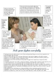 English Worksheet: Pick your fights carefully!