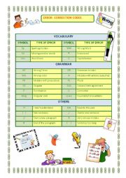 English Worksheet: WRITING ERROR CORRECTION CODES