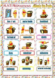 English Worksheet: Prepositions of place (pictionary) - Winny the Pooh