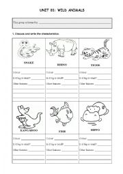 Discussion worksheet about animals