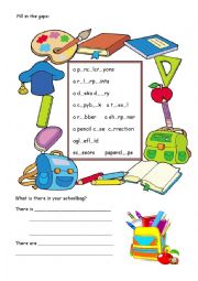 English Worksheet: School objects