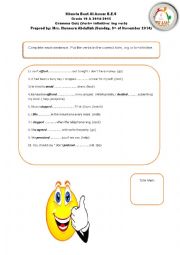 English Worksheet: Grammar verbs = infinitive/ ing form