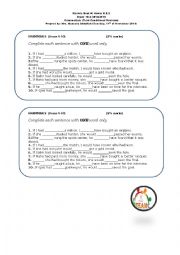 English Worksheet: Grammar (third conditional)